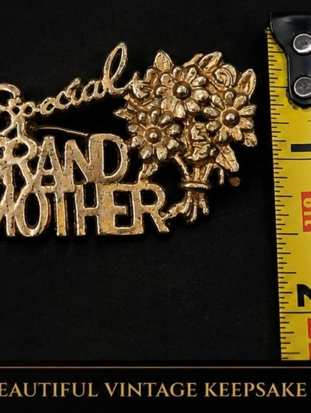 JJ Jonette Vintage Special Grandmother Floral Brooch Gold Tone Signed JJ